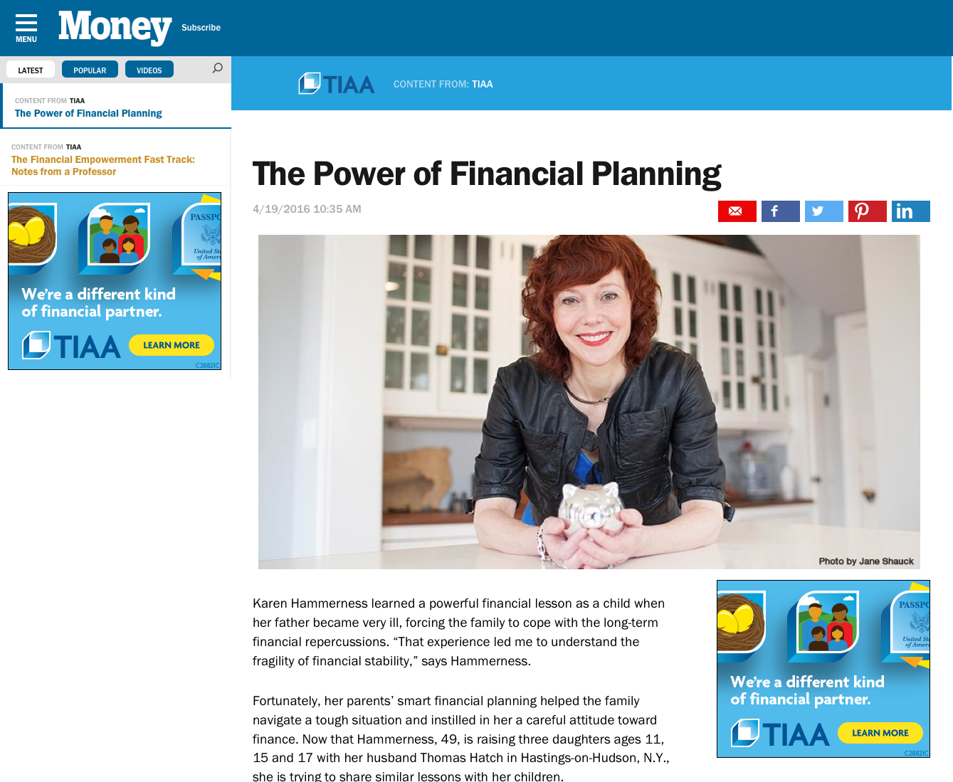 Money.com Photo Shoot:  Karen Hammerness